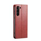 For Samsung Galaxy S25 5G Fierre Shann PU Genuine Leather Texture Phone Case(Red) - 3