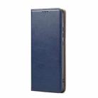 For Samsung Galaxy S25 Edge 5G Fierre Shann PU Genuine Leather Texture Phone Case(Blue) - 2