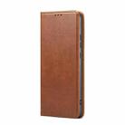 For Samsung Galaxy S25 Edge 5G Fierre Shann PU Genuine Leather Texture Phone Case(Brown) - 2