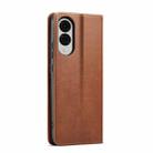 For Samsung Galaxy S25 Edge 5G Fierre Shann PU Genuine Leather Texture Phone Case(Brown) - 3
