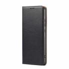 For Samsung Galaxy S25 Edge 5G Fierre Shann PU Genuine Leather Texture Phone Case(Black) - 2