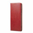 For Samsung Galaxy S25 Edge 5G Fierre Shann PU Genuine Leather Texture Phone Case(Red) - 2