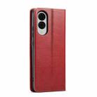 For Samsung Galaxy S25 Edge 5G Fierre Shann PU Genuine Leather Texture Phone Case(Red) - 3