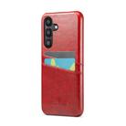 For Samsung Galaxy S25 5G Fierre Shann Retro Oil Wax Texture Card Slots PU Leather Phone Case(Red) - 1