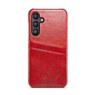 For Samsung Galaxy S25 5G Fierre Shann Retro Oil Wax Texture Card Slots PU Leather Phone Case(Red) - 2