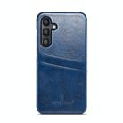 For Samsung Galaxy S25 5G Fierre Shann Retro Oil Wax Texture Card Slots PU Leather Phone Case(Blue) - 2