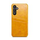For Samsung Galaxy S25+ 5G Fierre Shann Retro Oil Wax Texture Card Slots PU Leather Phone Case(Yellow) - 2