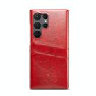 For Samsung Galaxy S25 Ultra 5G Fierre Shann Retro Oil Wax Texture Card Slots PU Leather Phone Case(Red) - 2