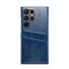 For Samsung Galaxy S25 Ultra 5G Fierre Shann Retro Oil Wax Texture Card Slots PU Leather Phone Case(Blue) - 2