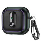 For AirPods 4 Armor Magnetic Wireless Earphones Case with Security Lock(Black Army Green) - 1