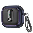 For AirPods 4 Armor Magnetic Wireless Earphones Case with Security Lock(Black Dark Blue) - 1