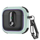 For AirPods 4 Armor Magnetic Wireless Earphones Case with Security Lock(Black Mint Green) - 1