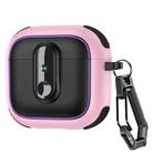 For AirPods 4 Armor Magnetic Wireless Earphones Case with Security Lock(Black Pink) - 1