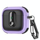 For AirPods 4 Armor Magnetic Wireless Earphones Case with Security Lock(Black Purple) - 1