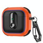 For AirPods 4 Armor Magnetic Wireless Earphones Case with Security Lock(Black Orange) - 1