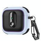 For AirPods 4 Armor Magnetic Wireless Earphones Case with Security Lock(Black Light Blue) - 1