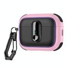 For AirPods Pro 2 Armor Magnetic Wireless Earphones Case with Security Lock(Black Pink) - 1