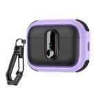 For AirPods Pro 2 Armor Magnetic Wireless Earphones Case with Security Lock(Black Purple) - 1