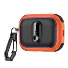 For AirPods Pro 2 Armor Magnetic Wireless Earphones Case with Security Lock(Black Orange) - 1