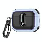 For AirPods Pro 2 Armor Magnetic Wireless Earphones Case with Security Lock(Black Light Blue) - 1