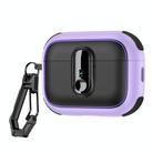 For AirPods Pro Armor Magnetic Wireless Earphones Case with Security Lock(Black Purple) - 1