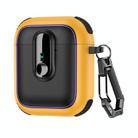 For AirPods 1 / 2 Armor Magnetic Wireless Earphones Case with Security Lock(Black Yellow) - 1