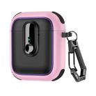 For AirPods 1 / 2 Armor Magnetic Wireless Earphones Case with Security Lock(Black Pink) - 1