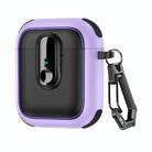 For AirPods 1 / 2 Armor Magnetic Wireless Earphones Case with Security Lock(Black Purple) - 1