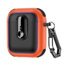 For AirPods 1 / 2 Armor Magnetic Wireless Earphones Case with Security Lock(Black Orange) - 1