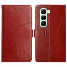 For Infinix Hot 50 4G Y-shaped Pattern Flip Leather Phone Case(Brown) - 1
