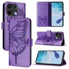 For Umidigi Note 100 Embossed Butterfly Leather Phone Case(Light Purple) - 1