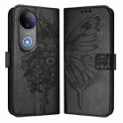 For vivo V50 Global Embossed Butterfly Leather Phone Case(Black) - 2