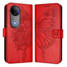For vivo V50 Global Embossed Butterfly Leather Phone Case(Red) - 2