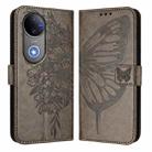 For vivo V50 Global Embossed Butterfly Leather Phone Case(Grey) - 2