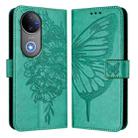 For vivo V50 Global Embossed Butterfly Leather Phone Case(Green) - 2