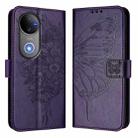 For vivo V50 Global Embossed Butterfly Leather Phone Case(Dark Purple) - 2