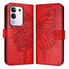 For vivo Y29 4G Global Embossed Butterfly Leather Phone Case(Red) - 2
