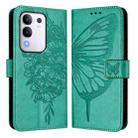 For vivo Y29 4G Global Embossed Butterfly Leather Phone Case(Green) - 2