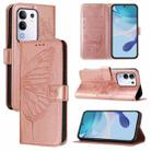 For vivo Y29 4G Global Embossed Butterfly Leather Phone Case(Rose Gold) - 1
