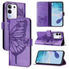 For vivo Y29 4G Global Embossed Butterfly Leather Phone Case(Light Purple) - 1
