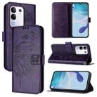 For vivo Y29 4G Global Embossed Butterfly Leather Phone Case(Dark Purple) - 1