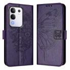 For vivo Y29 4G Global Embossed Butterfly Leather Phone Case(Dark Purple) - 2
