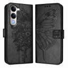 For vivo Y29S 5G / Y04 4G Global Embossed Butterfly Leather Phone Case(Black) - 2