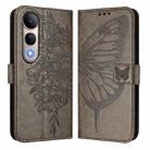 For vivo V50 Lite 5G Embossed Butterfly Leather Phone Case(Grey) - 2