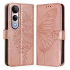 For vivo V50 Lite 5G Embossed Butterfly Leather Phone Case(Rose Gold) - 2