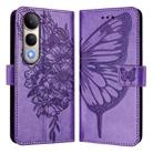 For vivo V50 Lite 5G Embossed Butterfly Leather Phone Case(Light Purple) - 2