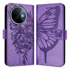 For vivo Y39 5G Global Embossed Butterfly Leather Phone Case(Light Purple) - 2