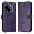 For vivo Y39 5G Global Embossed Butterfly Leather Phone Case(Dark Purple) - 2