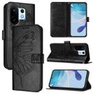For vivo S30 Pro mini Embossed Butterfly Leather Phone Case(Black) - 1