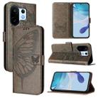 For vivo S30 Pro mini Embossed Butterfly Leather Phone Case(Grey) - 1